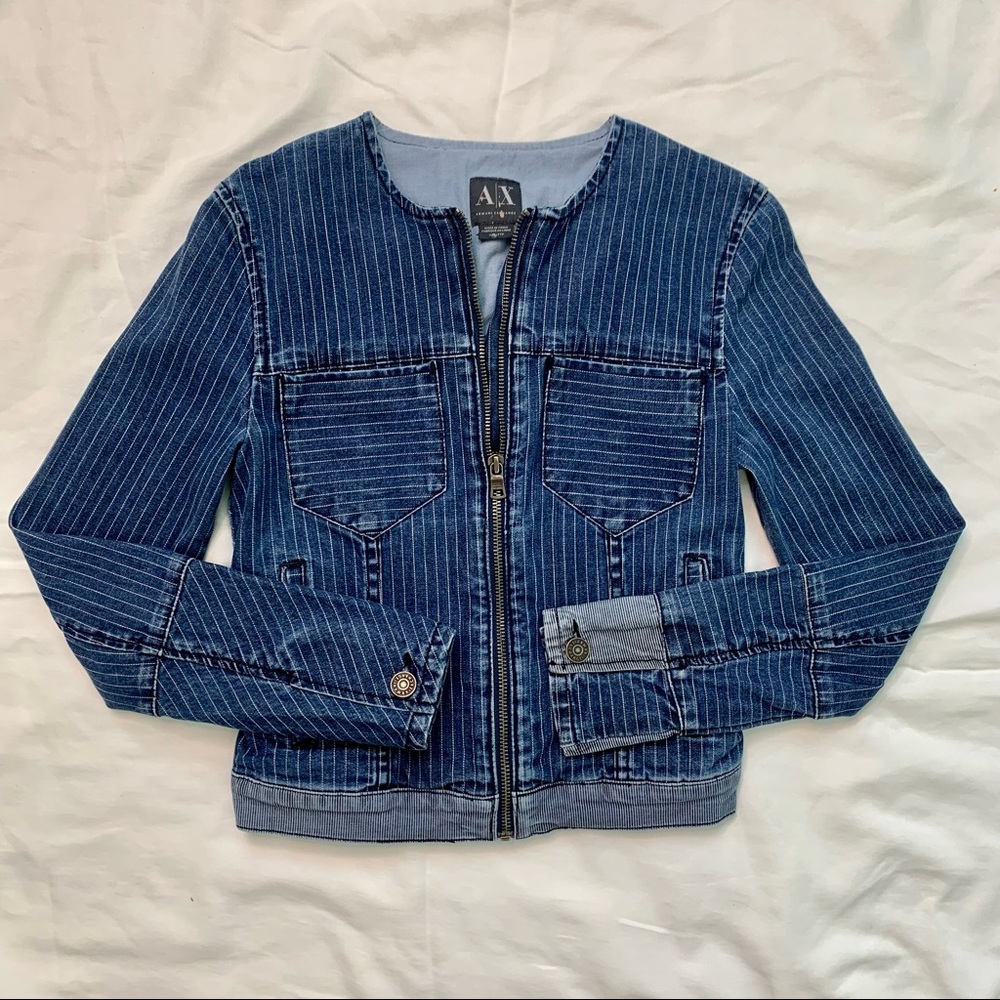 Armani Exchange Womens Size XXS Stripe Denim Jacket